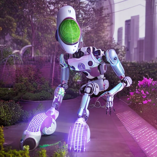 robot working in garden
