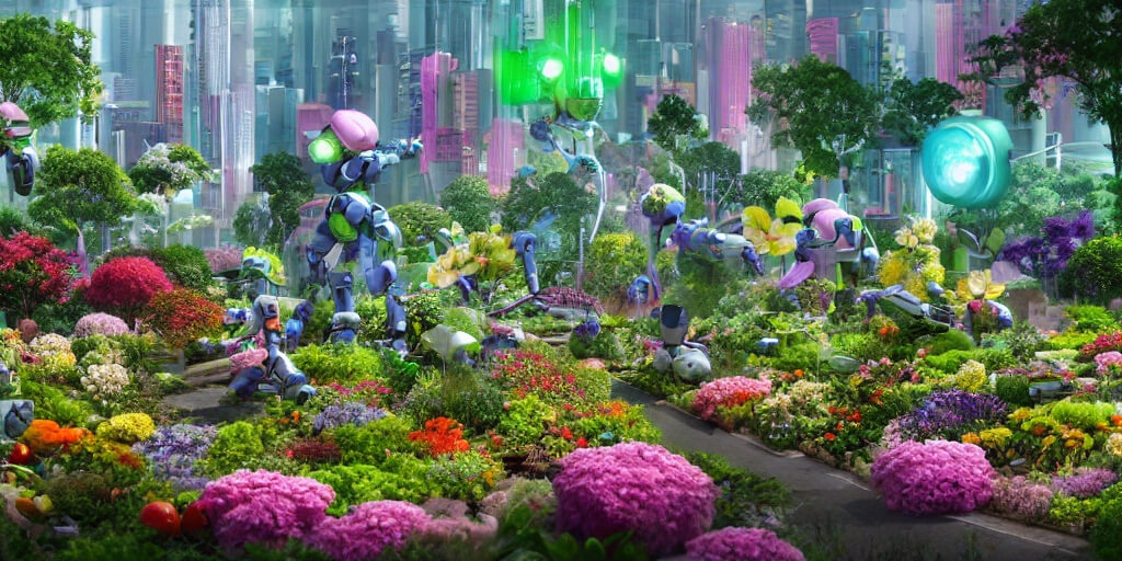 Robots doing garden work
